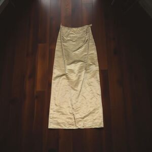 NWT Vintage Nelly De Grab New York Gold Raw Silk Maxi Skirt Pleat Front Size 12